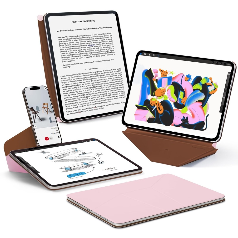 MOFT Dynamic Folio Case iPad mini 7th/6th Gen 8.3in Pink 20+ Angles Magnetic